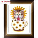 DIY 5D Partial Diamond Embroidery Chrysanthemum Cat Diamond Painting Cross Stitch Kits Diamond Mosaic Home Decoration