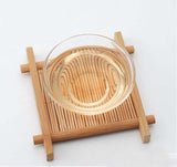 CJ268 Natural 1pc 100% Bamboo Wood Trays For Tea Trays 7cm*7cm Creative Chinese Word Jing Concave Cup Mat