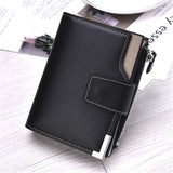 Elegant casual men's wallet vertical section multi-function card holder PU genuine multi-card buckle purse