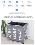 Collapsible Dirty clothes laundry basket Three grid bathroom laundry hamper Organizer home office metal storage basket