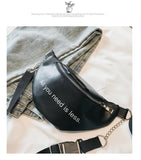 Zipper PU Leather Fanny Pack Women Shoulder Chest Bag Lady Belly Belt Bag Multifunctional Waterproof Waist Pack Black White