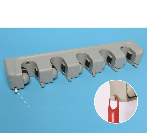 Kitchen Organizer 5 Position Wall Mounted Shelf Storage Holder for Mop Brush Broom Mops Hanger ABS Home Organizer