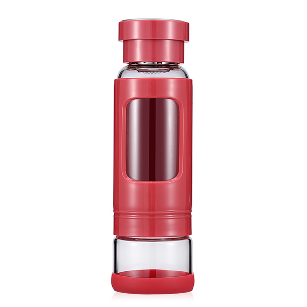 High quality 430ML Glass water bottle with tea infuser water tea bottle heat-resisting 4 colors