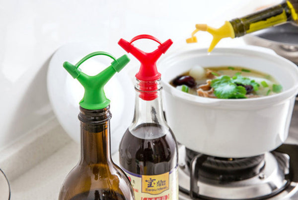 Double Oil Bottle Mouth Stopper Sauce Bottles Nozzle Caps Wine Stopper Pour The Liquid Guiding Device Kitchen Tools