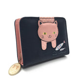 Women cute cat wallet small zipper girl wallet brand designed pu leather women coin purse female card holder wallet