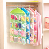 New 16Pockets Clear Hanging Bag Socks Bra Underwear Rack Hanger Storage Organizer