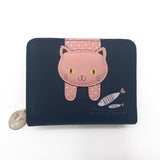 Women cute cat wallet small zipper girl wallet brand designed pu leather women coin purse female card holder wallet