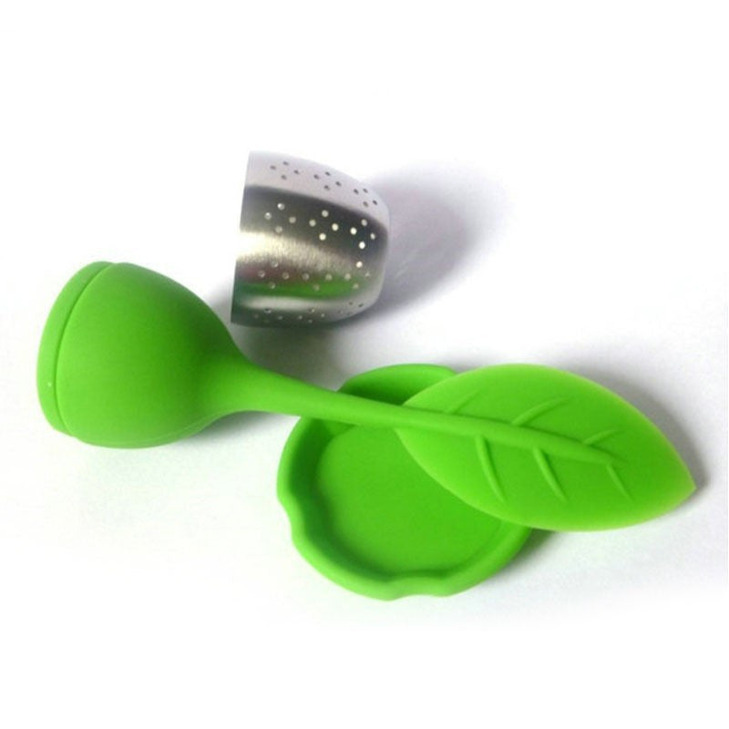 CJ049 Food-grade 1 pc Silicone & Stainless Steel Leaf Tea Leaf Strainer Herbal Spice Infuser Tea Filter