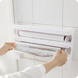 Plastic Refrigerator Cling Film Storage Rack Wrap Cutter Wall Hanging Paper Towel Holder Kitchen Organizer