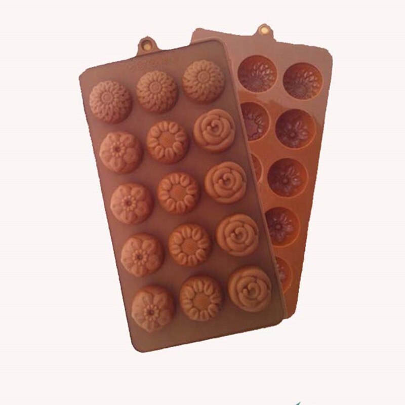 Pretty Tulips and Rose Shape For Chocolat Mold 15 Holes Modeling Grade Silicone Material ChocolateMold Cake Tools Main image