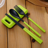 1 Set Portable Folding Travel Dinnerware Set Tableware Cutlery Fork For Traveling Camping Picnic Kids Adult for Bento Lunch DA
