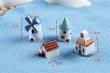XBJ050 The windmill house 4pcs moss micro landscape decoration resin decoration creative arts and crafts Castle houses