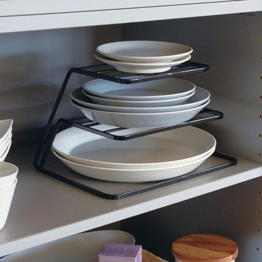 2 Tier Dish Rack Stainless Steel Kitchen Dish Drainer Cup and Dish Organizer(Black)