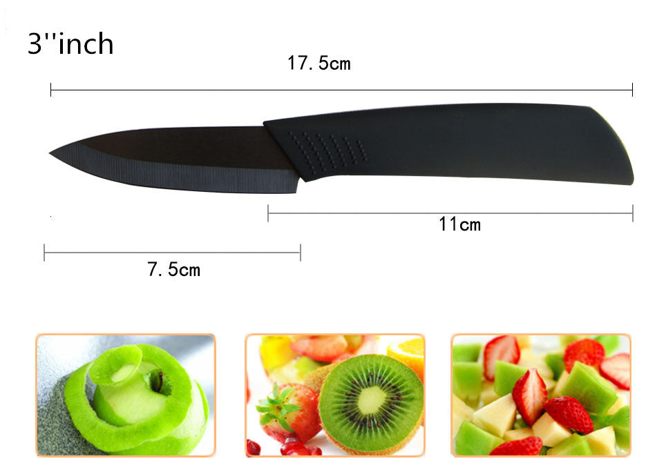Top quality Gifts Zirconia black blade black handle 3" 4" 5" 6" inch + Peeler + covers ceramic kitchen knife set