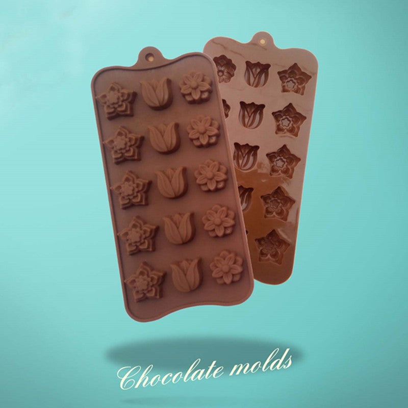 Beautiful Tulips Small Size 15 Holes  Modeling Grade Silicone Material Shape For Chocolate Handmade Mold Cake Tools