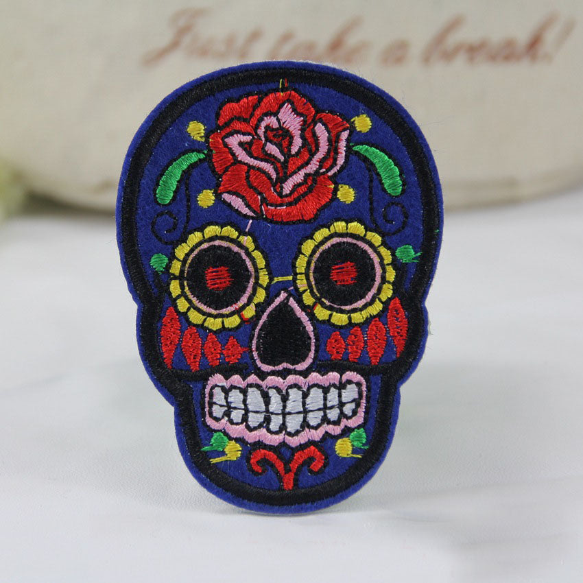 More Colors Flower Skull Skeleton Embroidery Iron On Patches Clothes Appliques Sew On Badge DIY Clothing Bag Secondary image