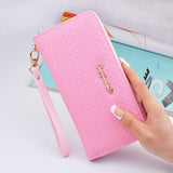 Women Wallets Leather Coin Purse Female Long Wallet Wristlet Zipper Card Holder Purse Female Fashion Clutch New Clamp For Money