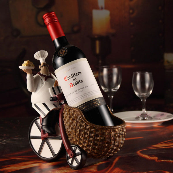 Creative Resin Chef Wine Rack Craft Figurine Wine Stand Cook Wine Bottle Holder Home Wine Ornament Shelf Racks for Restaurant