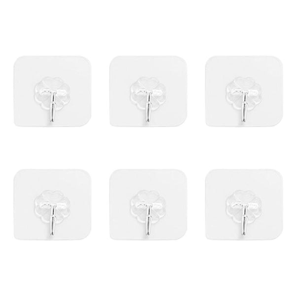 6pcs Transparent Strong Self Adhesive Door Wall Hangers Towel Mop Handbag Holder Hooks For Hanging Kitchen Bathroom Accessories