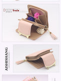 Korean Cute Cat Anime Leather Trifold Slim Mini Wallet Women Small Clutch Female Purse Coin Card Holder Dollar Bag Cuzdan