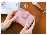 Fashion Small Female Purse short purse Lady Letter Snap Fastener Zipper Short Clutch Wallet Solid Vintage Matte Women Wallet