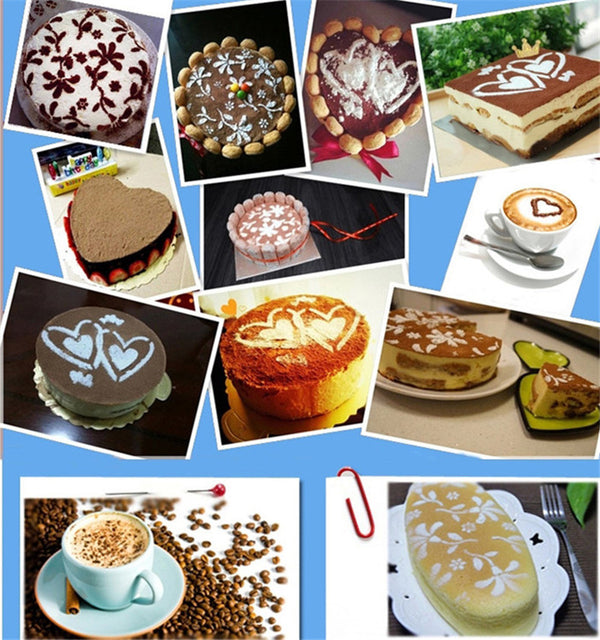 Different kinds of Pack of 4 pcs Variety Cake Cupcake DIY Stencil Template Mold Birthday Spiral Decoration