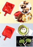 Cartoon DIY Silicone Ice Cream Mold Popsicle Molds Maker Holder Frozen Ice Mould with Popsicle Sticks Kitchen Tools
