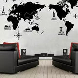 World Map Removable PVC Vinyl Art Room Wall Sticker Decal Mural Home Decor DIY (Black)