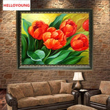 DIY 5D Full Diamond Embroidery Beautiful Tulip Round Diamond Painting Cross Stitch Kits Diamond Mosaic Home Decoration