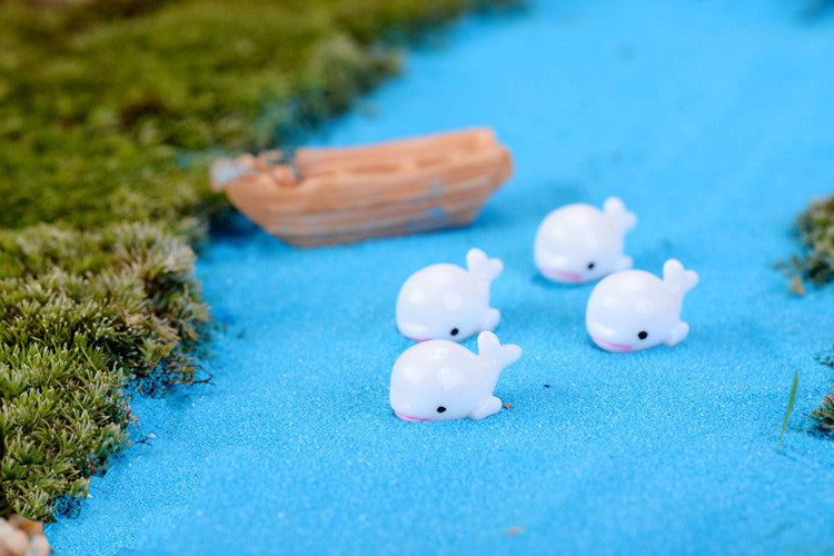 XBJ040 Artificial White Dolphin fairy garden mini gnomes moss terrariums resin crafts figurines for garden decoration