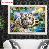 DIY Partial 5D Diamond Embroidery The Tiger Round Diamond Painting Cross Stitch Kits Diamond Mosaic Home Decoration