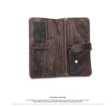 Oil wax leather men's leather wallet casual retro long wallet large capacity multi-position clutch men's purse