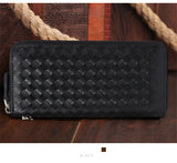 Leather men's woven wallet casual trendy long wallet fashion personality clutch High-quality genuine men's wallets