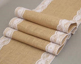 7Pcs/Lot Vintage Burlap Lace Hessian Table Runner Classical Natural Jute Country Party Wedding Decoration 12x108" Table Cloth