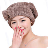 HELLOYOUNG Bowknot Women Bathroom Absorbent Quick-drying Polyester Cotton Bath Towel Hair Dry Cap Head Wrap Hat Salon Towel