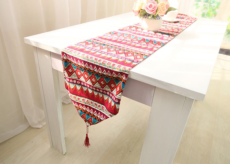 HELLOUOUNG Bohemia Cotton Linen Table Runner Cloth Tapestry 30x180cm Wedding Banquet Party Home Decor Blue Red 2 Size