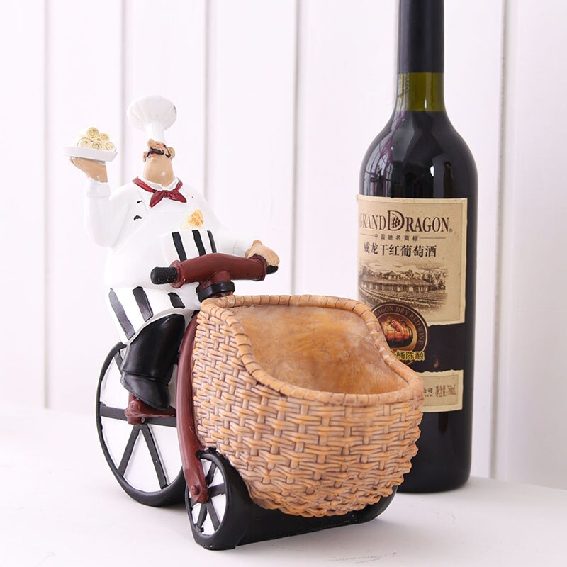 Creative Resin Chef Wine Rack Craft Figurine Wine Stand Cook Wine Bottle Holder Home Wine Ornament Shelf Racks for Restaurant