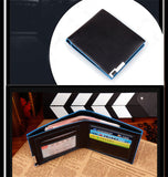 Korean hit color High quality PU leather clutch Short wallet color purse money clamps purse for men