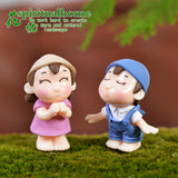 1Pair micro landscape decoration DIY landscaping accessories material potted decoration couple ornaments smiling couple