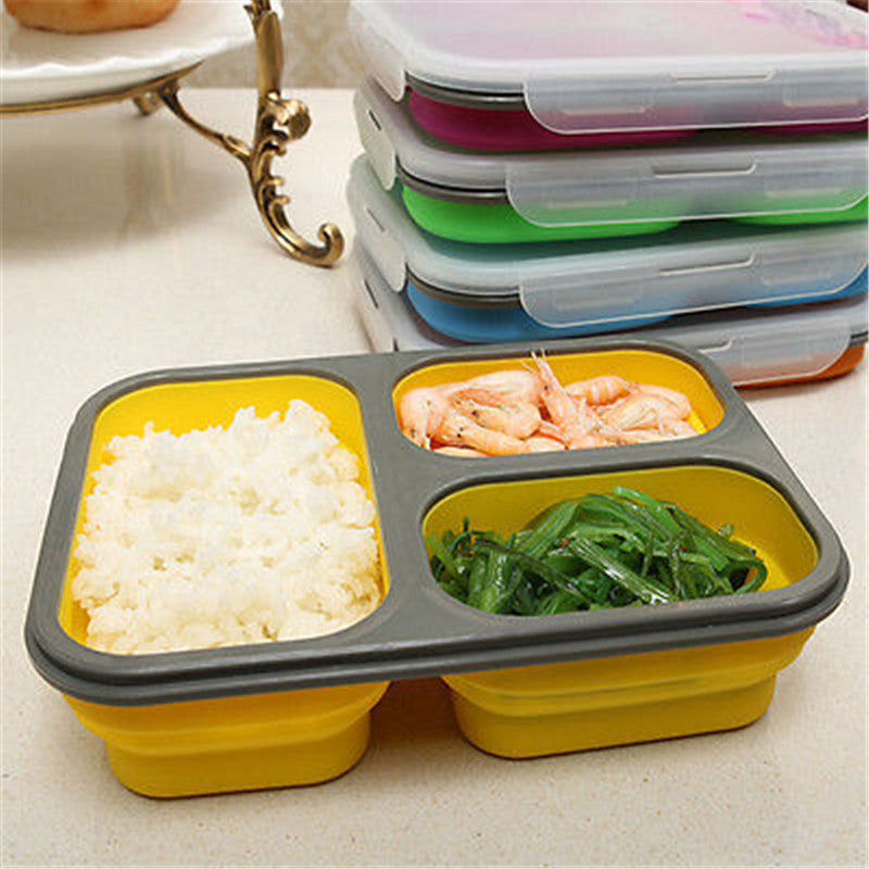 Foldable Microwave Oven Box Bento Silicone Lunch Box Bento Picnic Food Container