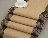 7Pcs/Lot Vintage Burlap Lace Hessian Table Runner Classical Natural Jute Country Party Wedding Decoration 12x108" Table Cloth
