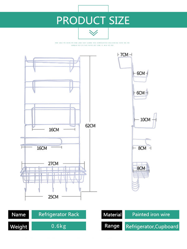 Refrigerator Rack Side Shelf Sidewall Holder Multifunctional Kitchen Supplies Organizer Household Multi-layer Fridge Storage