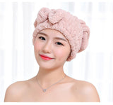 HELLOYOUNG Bowknot Women Bathroom Super Absorbent Quick-drying Microfiber Bath Towel Bath Robe Hair Towel Hair Dry Cap Set