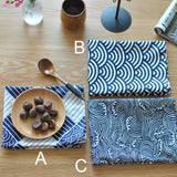 BZ800 table mats Tableware mats Pads Western Nordic napkin plaid fabrics linen table mat placemat Japanese style navy blue