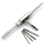 6pcs 3F Hand Screw Thread Metric Plug Tap Set M3 M4 M5 M6 M8 with Adjustable Tap Wrench 1/16-1/4"