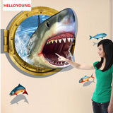 New Sea Whale Fish 3D Wall Stickers For Kids Room Decoration DIY PVC Sticker Wallpaper Decals Bathroom Decoration QT-0106