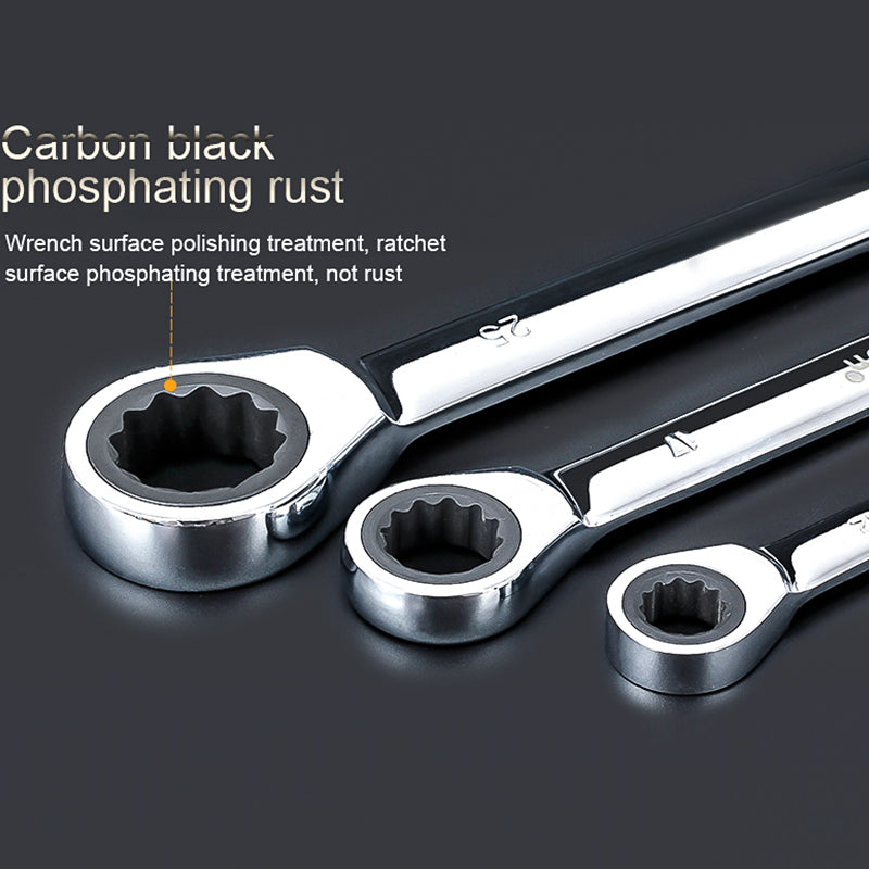 Ratchet Combination Metric Wrench Set Fine Tooth Gear Ring Torque and Socket Wrench Set Nut Tools for Repair A Set of Wrench