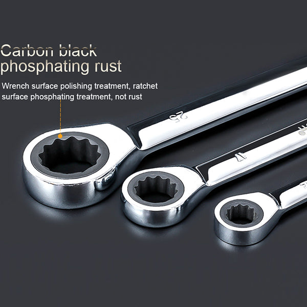 Ratchet Combination Metric Wrench Set Fine Tooth Gear Ring Torque and Socket Wrench Set Nut Tools for Repair A Set of Wrench