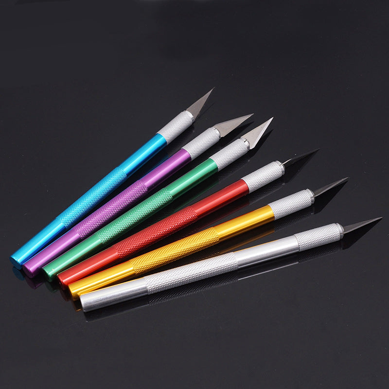1Set 6 Blades Engraving Craft knives Non-slip Metal Scalpel Hand Tool Set Cutter Carving Multi Knife Repairing Tools