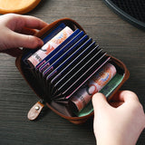 Cow Leather Wallet RFID Business Card Holder Men Zipper Blue Brown Credit Card Wallet carteira Male Portfele Retro tarjetero
